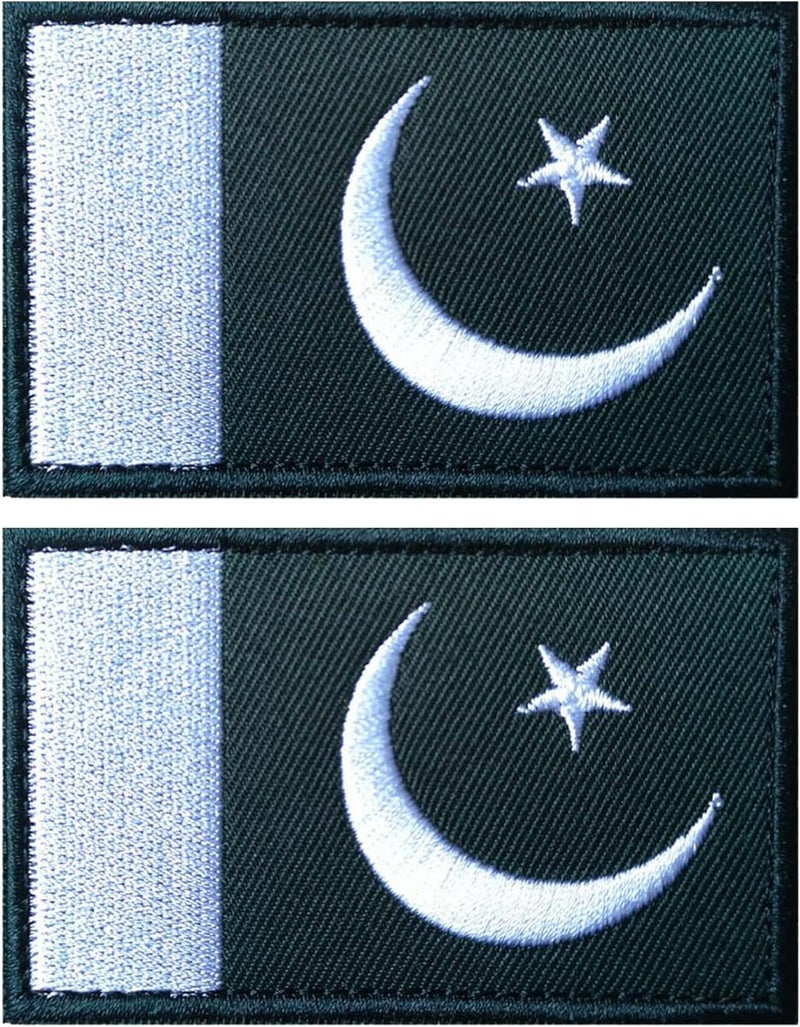 MWOOT 2PCS Pakistan Flag Patch Embroidered Morale Patch Military Tactical Patches Hook and Loop - Image 1